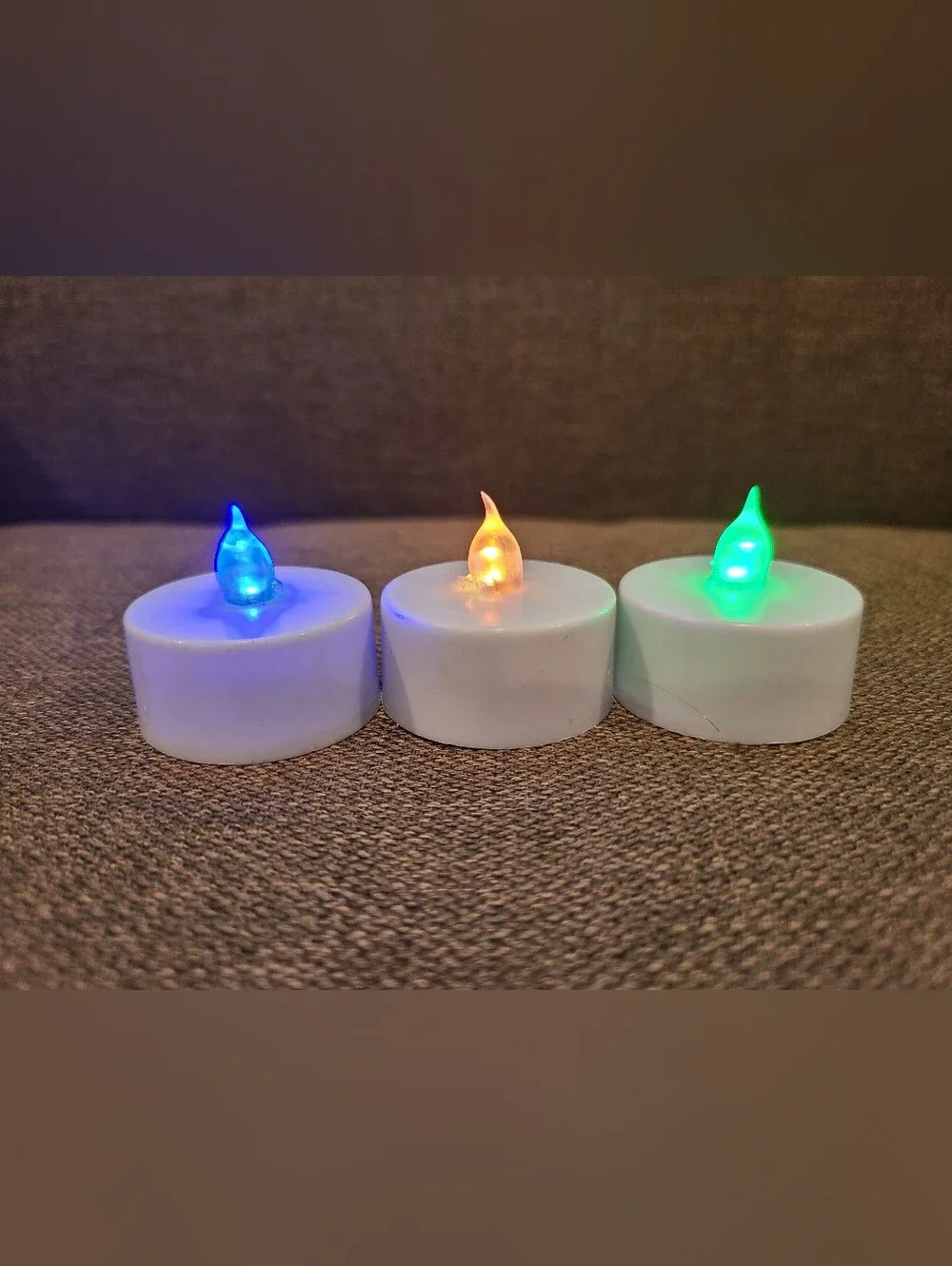 3 color-changing tea light candles
